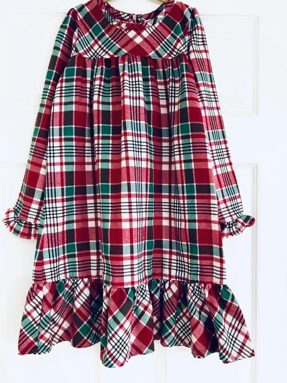 GYMBOREE Plaid Flannel Ruffle Hem Nightgown